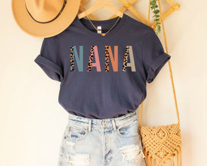 Leopard Print Nana Shirt - Grandma Gift, Pregnancy Reveal