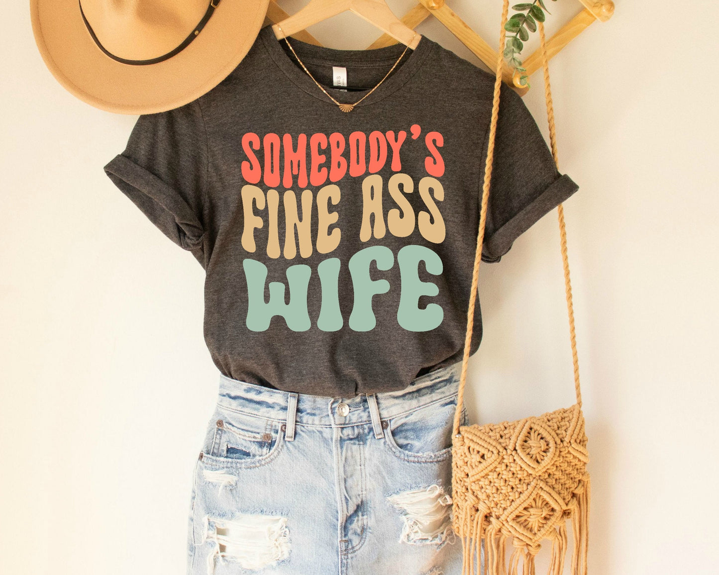 Funny Wife T-Shirt: Retro Boho Wifey Gift