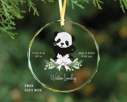 Personalized Baby Elephant Birth Stats Glass Ornament, New Mom Gift