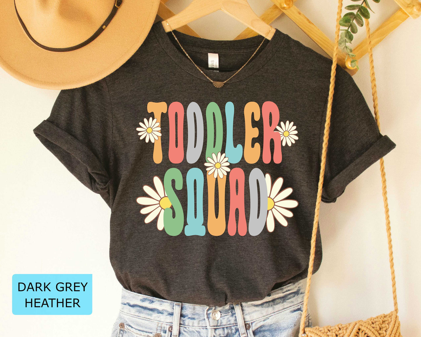 Toddler Squad Teacher Shirt: Floral Retro Early Childhood Educator Gift