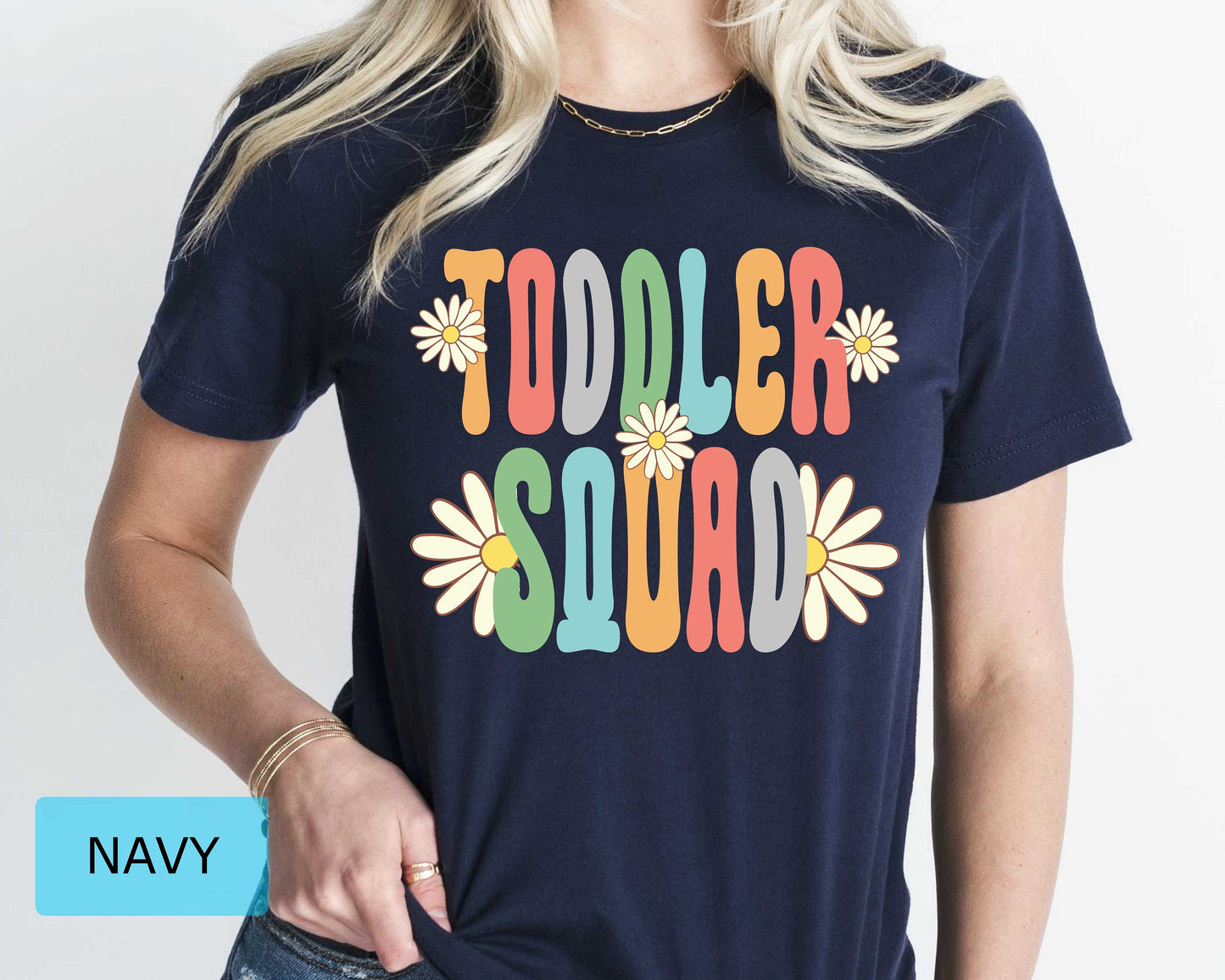 Toddler Squad Teacher Shirt: Floral Retro Early Childhood Educator Gift