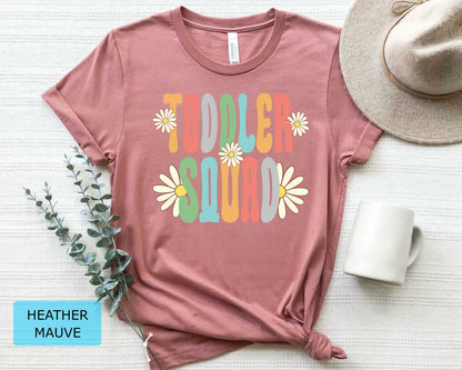 Toddler Squad Teacher Shirt: Floral Retro Early Childhood Educator Gift