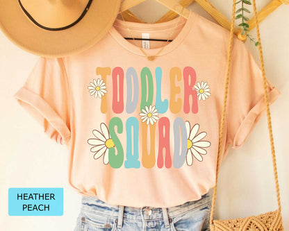 Toddler Squad Teacher Shirt: Floral Retro Early Childhood Educator Gift