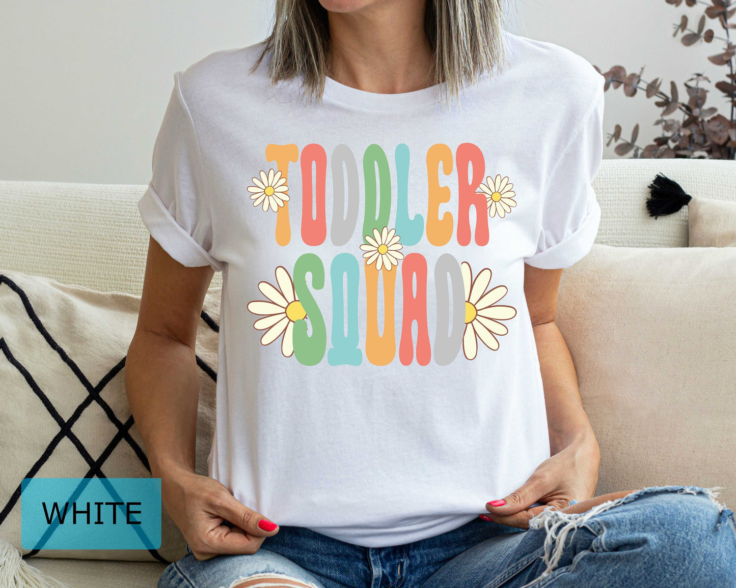 Toddler Squad Teacher Shirt: Floral Retro Early Childhood Educator Gift