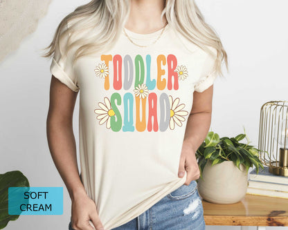 Toddler Squad Teacher Shirt: Floral Retro Early Childhood Educator Gift