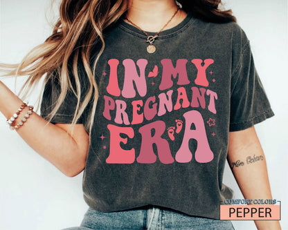 In My Pregnant Era Shirt: Comfort Colors Retro Christmas Tee