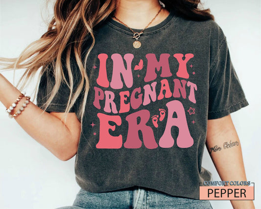 In My Pregnant Era Shirt: Comfort Colors Retro Christmas Tee