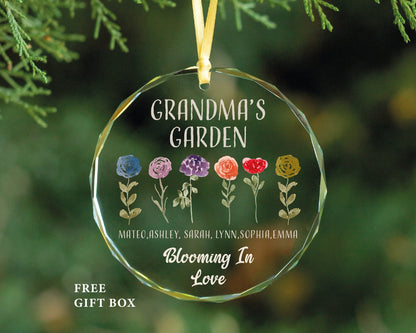 Personalized Grandma's Garden Glass Ornament – Grandkids Names