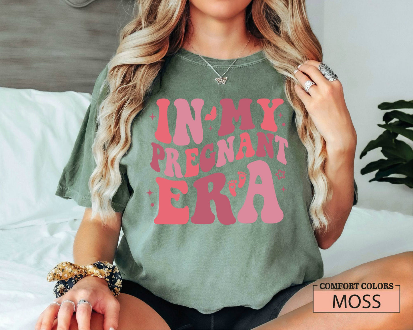 In My Pregnant Era Shirt: Comfort Colors Retro Christmas Tee
