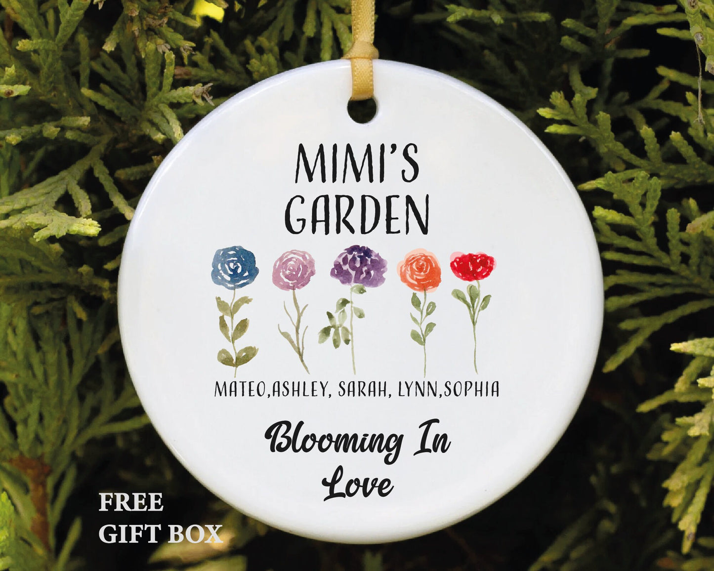 Personalized Grandma's Garden Glass Ornament – Grandkids Names
