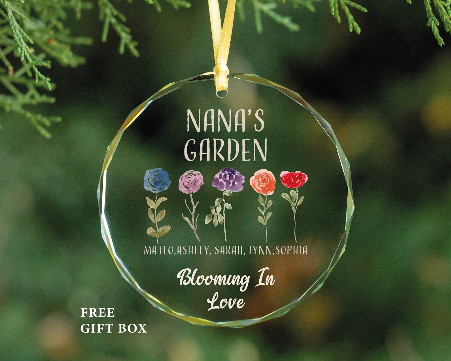 Personalized Grandma's Garden Glass Ornament – Grandkids Names