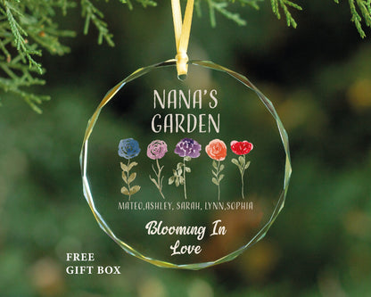 Personalized Grandma's Garden Glass Ornament – Grandkids Names