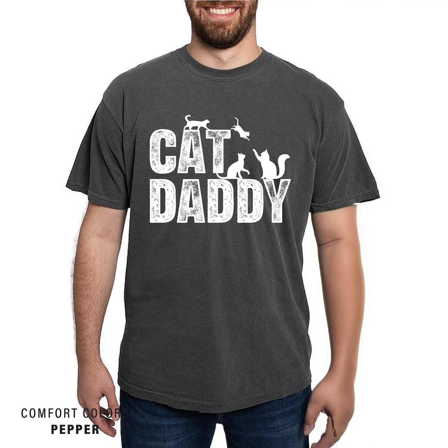 Comfort Colors Cat Daddy T-Shirt - Funny Cat Dad Gift