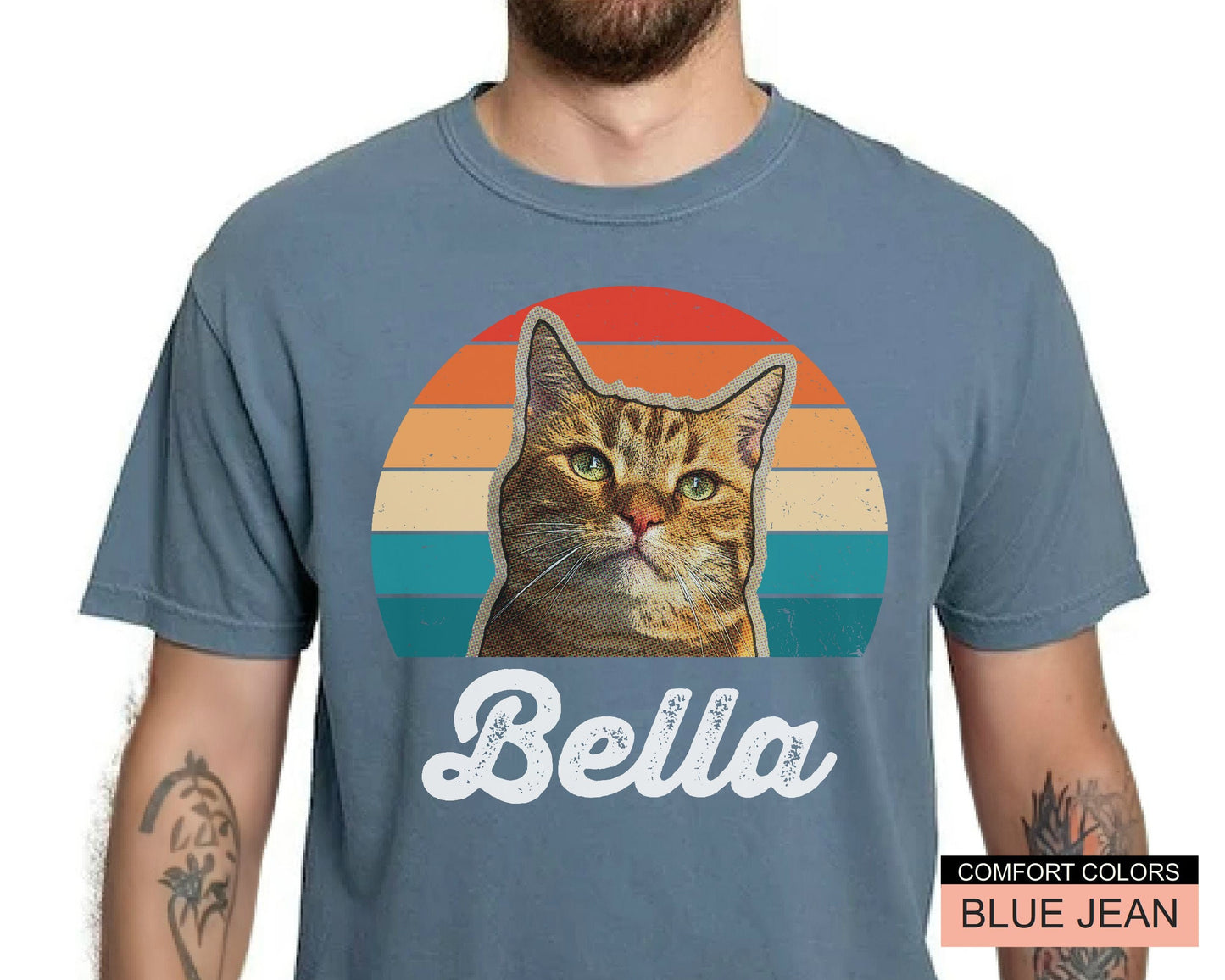 Custom Cat Photo T-Shirt: Retro 90s Personalized Pet Shirt