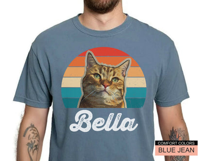 Custom Cat Photo T-Shirt: Retro 90s Personalized Pet Shirt