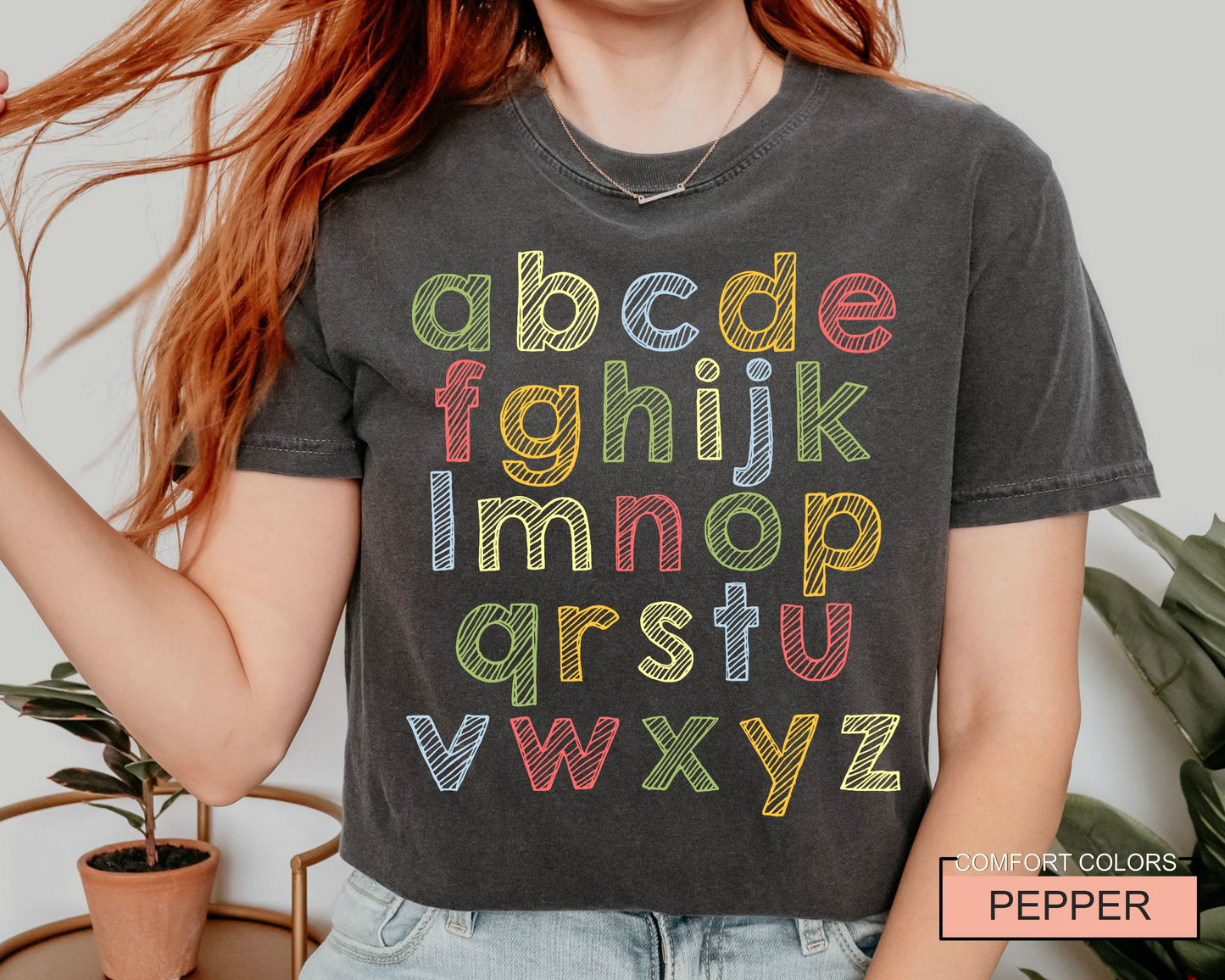 Colorful ABC Alphabet Teacher Shirt - Kindergarten Preschool Cotton Tee