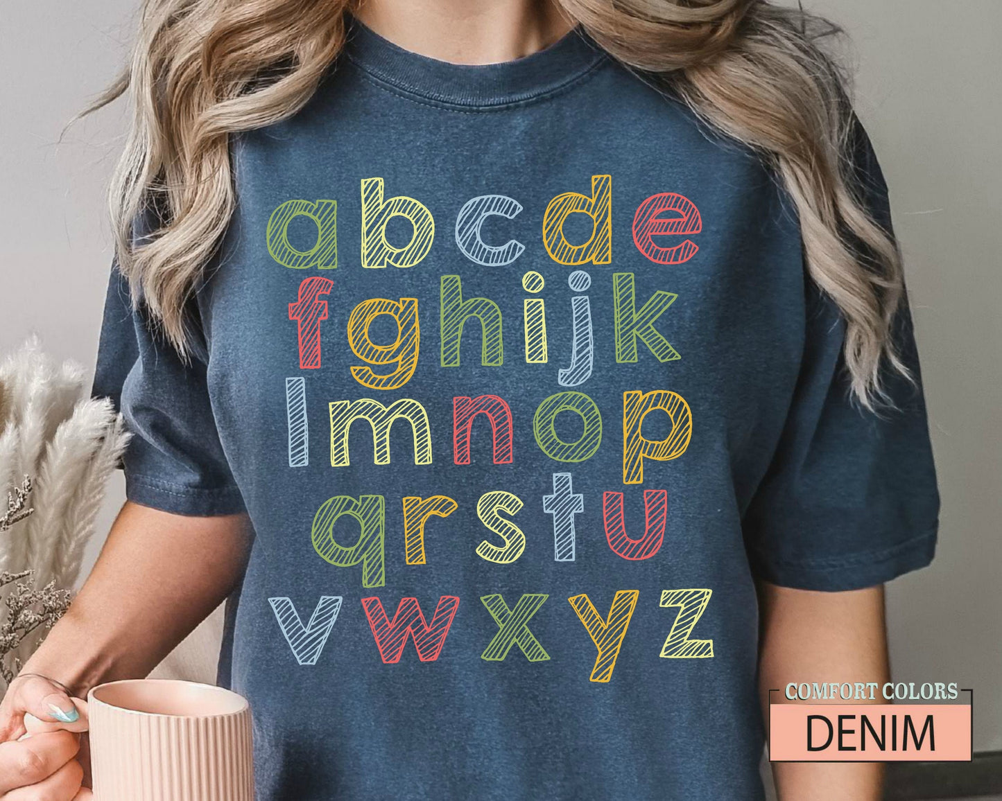 Colorful ABC Alphabet Teacher Shirt - Kindergarten Preschool Cotton Tee