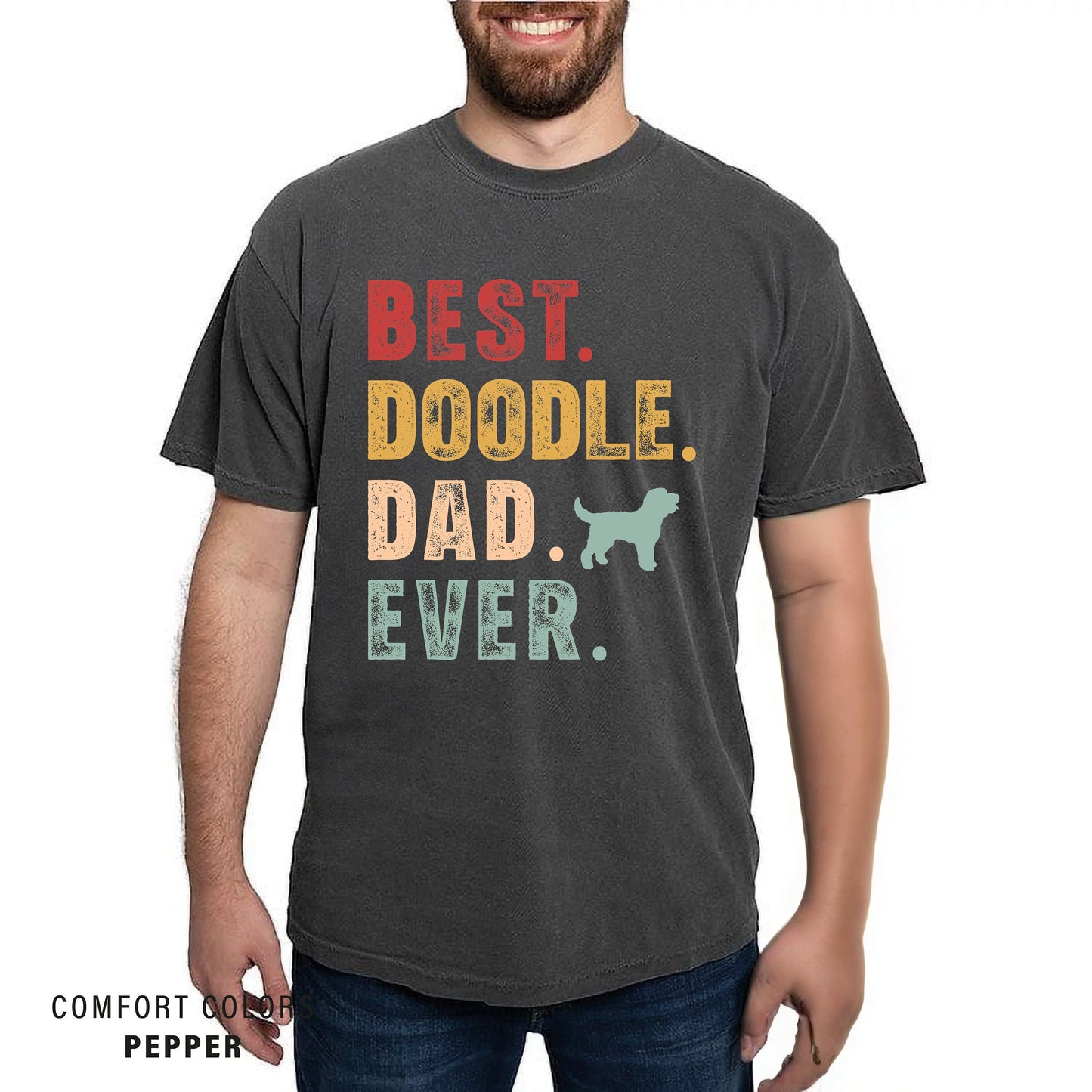 Doodle Dad T-Shirt: Retro Goldendoodle Comfort Colors Tee