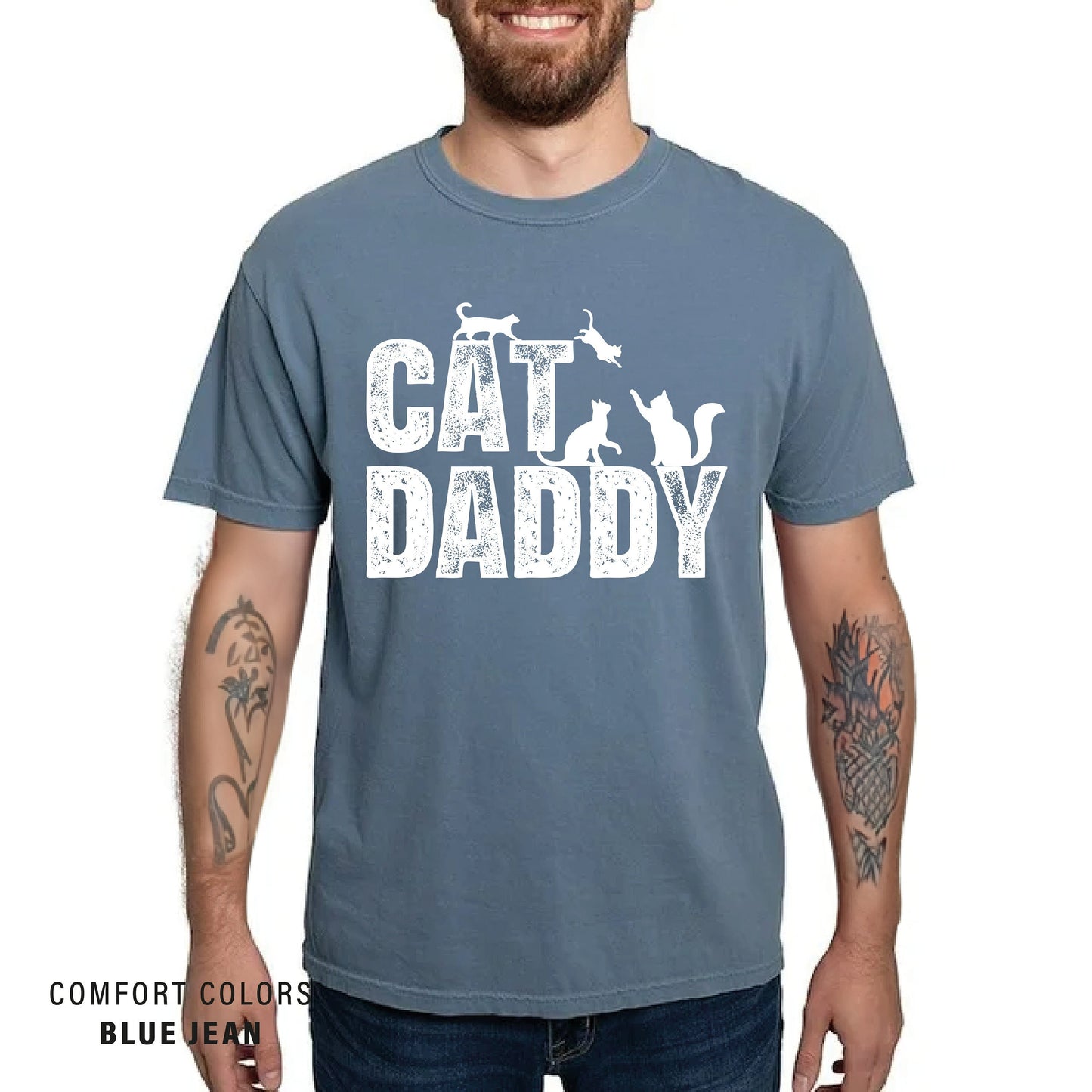 Comfort Colors Cat Daddy T-Shirt - Funny Cat Dad Gift