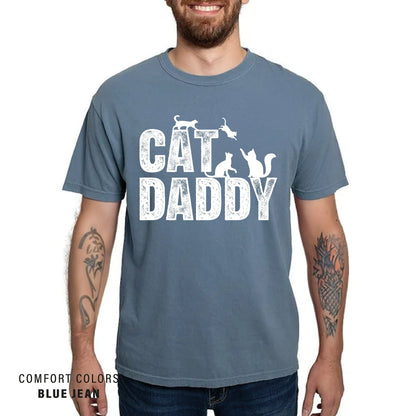 Comfort Colors Cat Daddy T-Shirt - Funny Cat Dad Gift