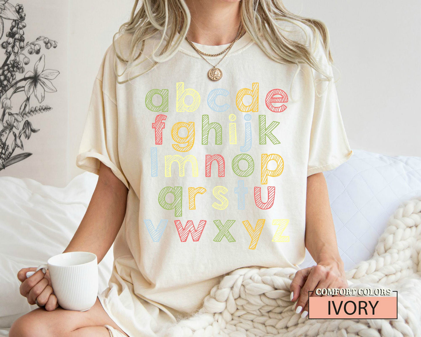 Colorful ABC Alphabet Teacher Shirt - Kindergarten Preschool Cotton Tee