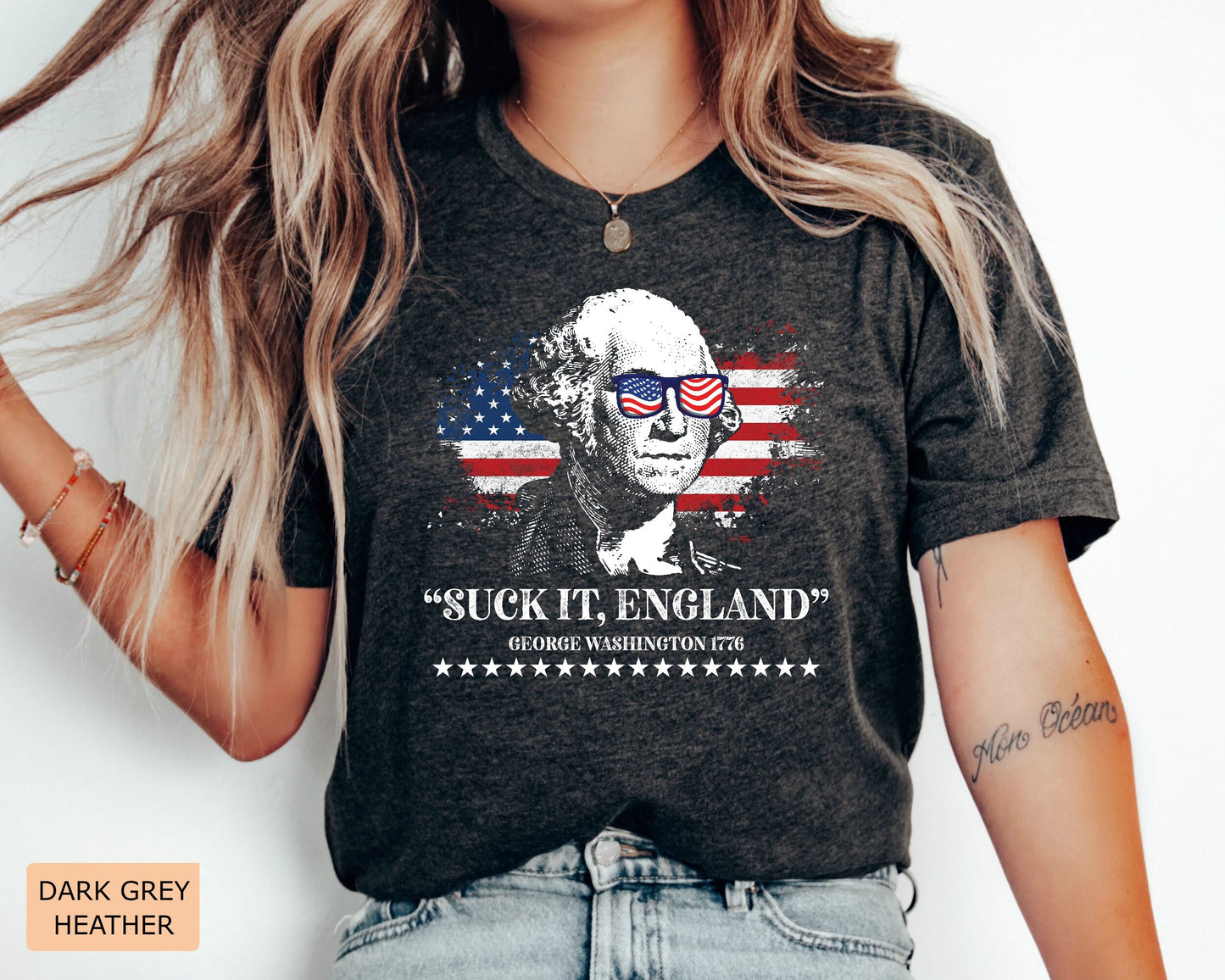 Funny 4th of July Shirt - Suck It England George Washington 1776