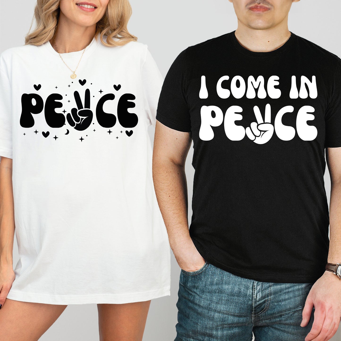 Funny Matching Couple Shirt - I Come In Peace
