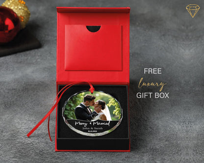 Personalized Wedding Photo Ornament - Gem-Cut Glass, Keepsake Gift