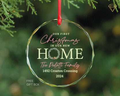 Personalized New Home Christmas Ornament, Gem-Cut Glass, 2024