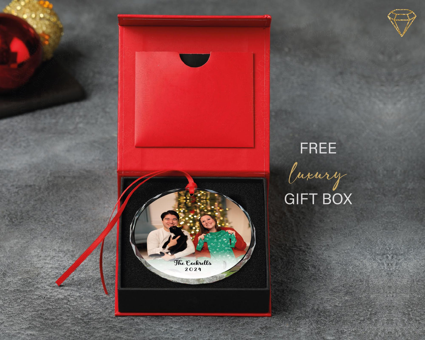 Photo Ornament, Personalized Family Christmas GLASS Ornament