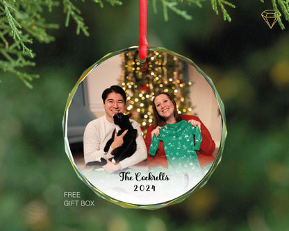 Photo Ornament, Personalized Family Christmas GLASS Ornament
