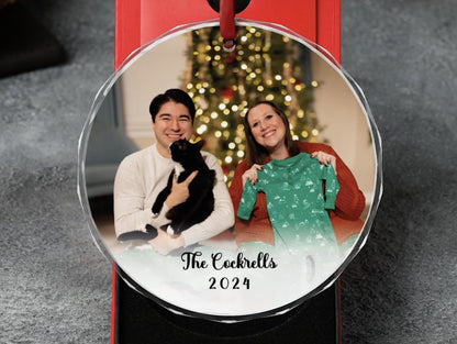 Photo Ornament, Personalized Family Christmas GLASS Ornament