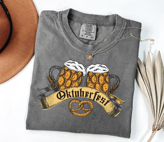 Vintage Style Oktoberfest T-Shirt: Beer Festival Unisex Comfort Colors Tee