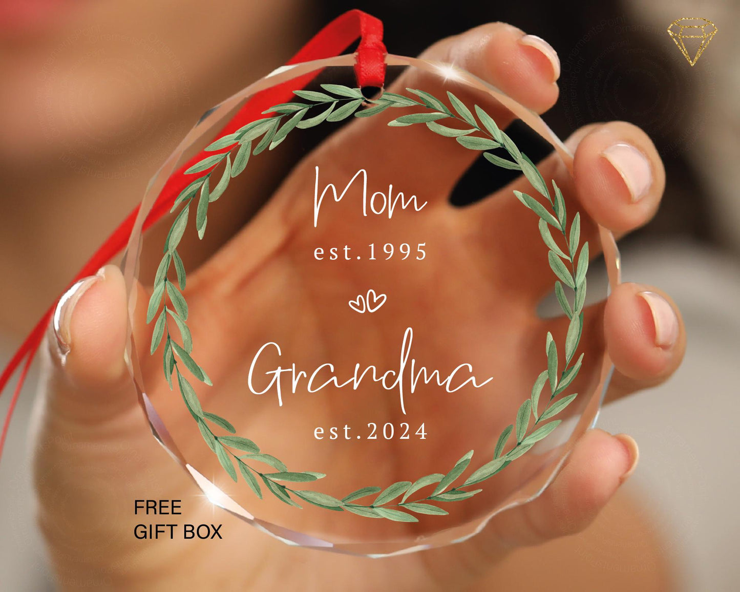 Personalized Grandma EST. Ornament - Grandchild Announcement to Grandma - Newborn baby reveal gift for grandparents