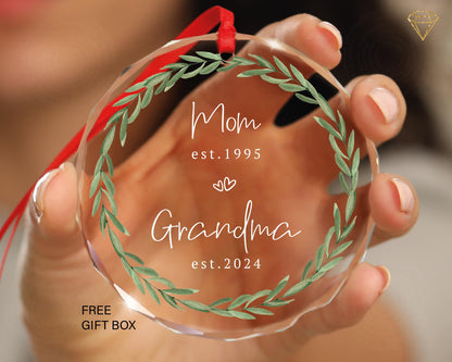 Personalized Grandma EST. Ornament - Grandchild Announcement to Grandma - Newborn baby reveal gift for grandparents