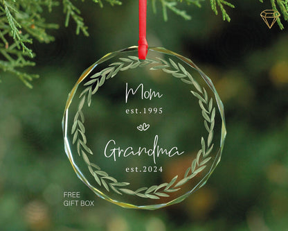 Personalized Grandma EST. Ornament - Grandchild Announcement to Grandma - Newborn baby reveal gift for grandparents
