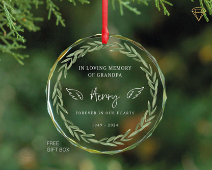 Personalized Grandpa Memorial Ornament – Gem-Cut Glass Keepsake