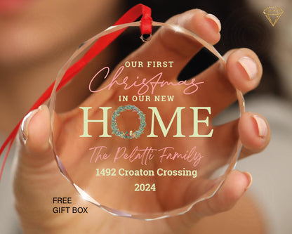 Personalized New Home Christmas Ornament, Gem-Cut Glass, 2024