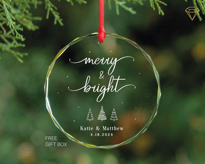 Personalized Glass Christmas Ornament – Wedding Date Keepsake