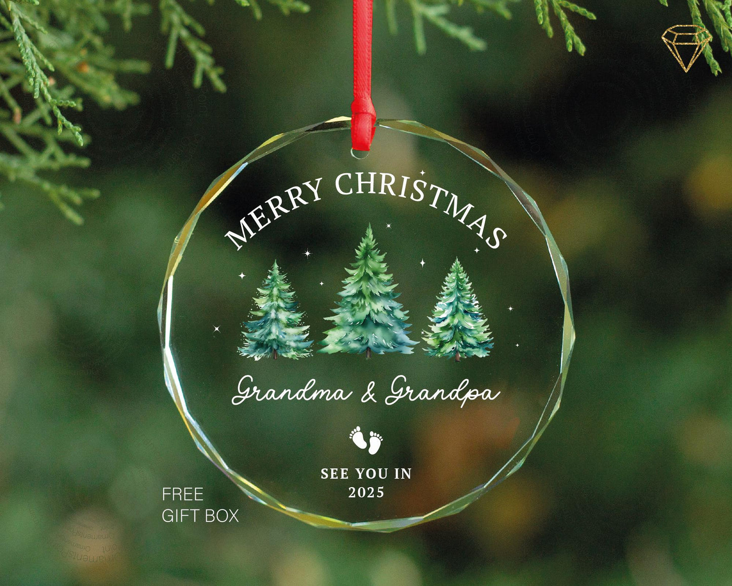 Personalized Grandma and Grandpa See You In 2025 - Grandparents Merry Christmas Ornament - Baby Announcement