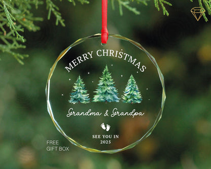 Personalized Grandma and Grandpa See You In 2025 - Grandparents Merry Christmas Ornament - Baby Announcement