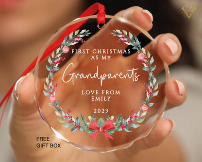 Personalized Grandparents Ornament - New Baby Pregnancy Reveal Gift
