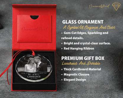 Personalized First Christmas Ornament - Gem-Cut Glass, Mr & Mrs Gift