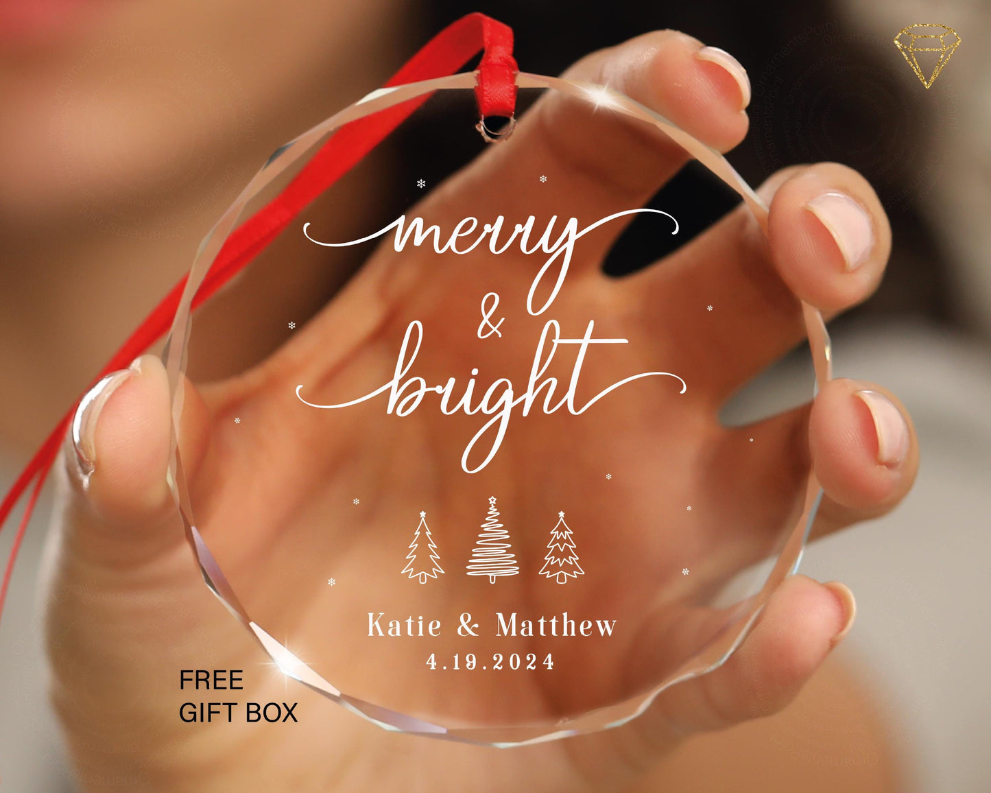 Personalized Glass Christmas Ornament – Wedding Date Keepsake