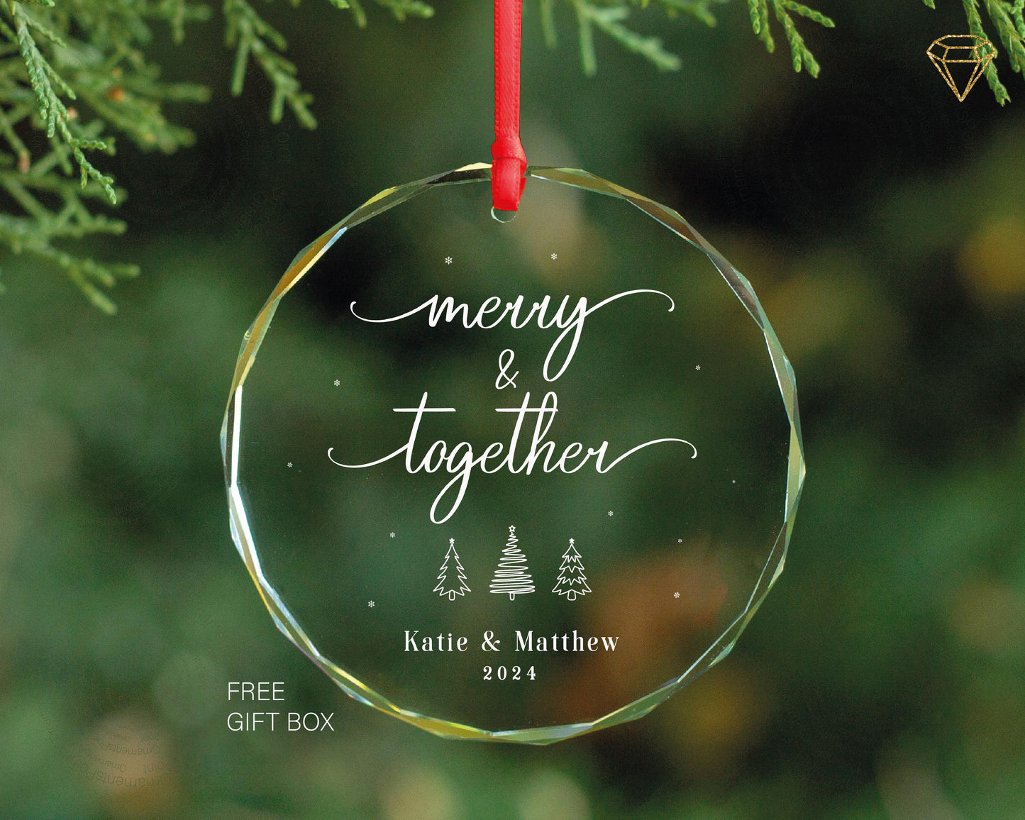 Personalized Glass Christmas Ornament - First Christmas Together