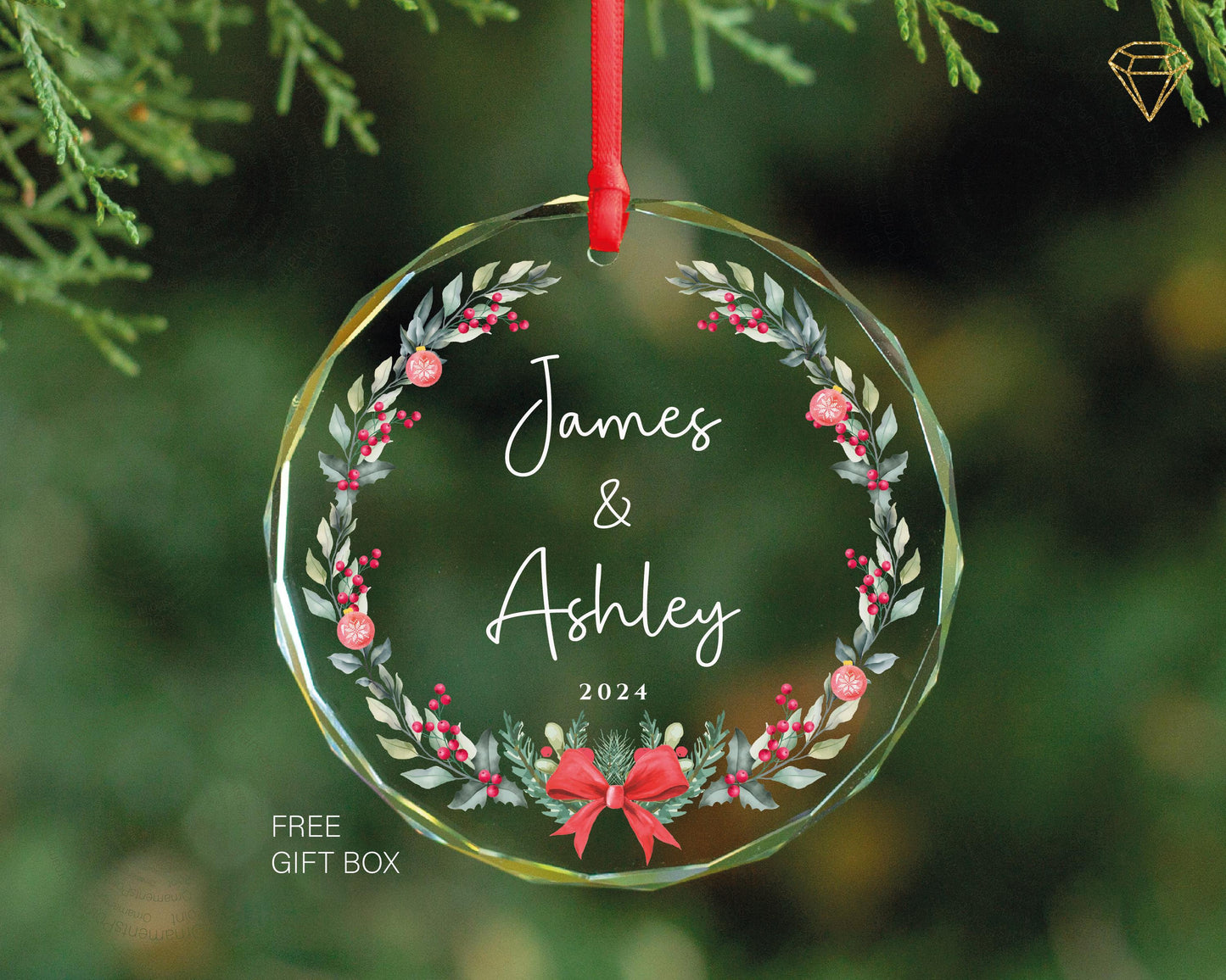 Personalized Couples Glass Ornament - Custom Couple Names Christmas Ornament - Gift for Lover - New Couple Gift