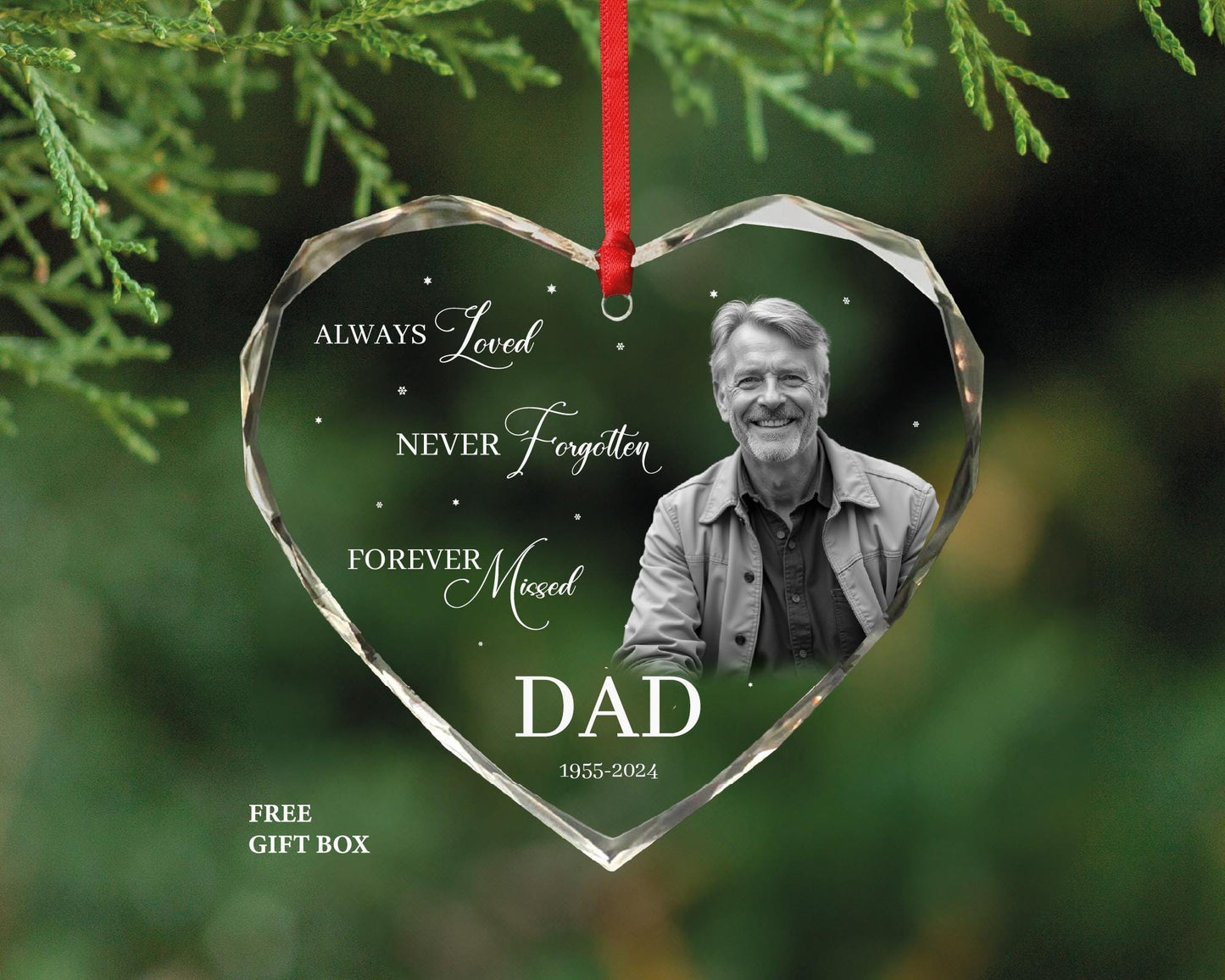 Personalized Photo Memorial Ornament – Gem-Cut Glass Keepsake