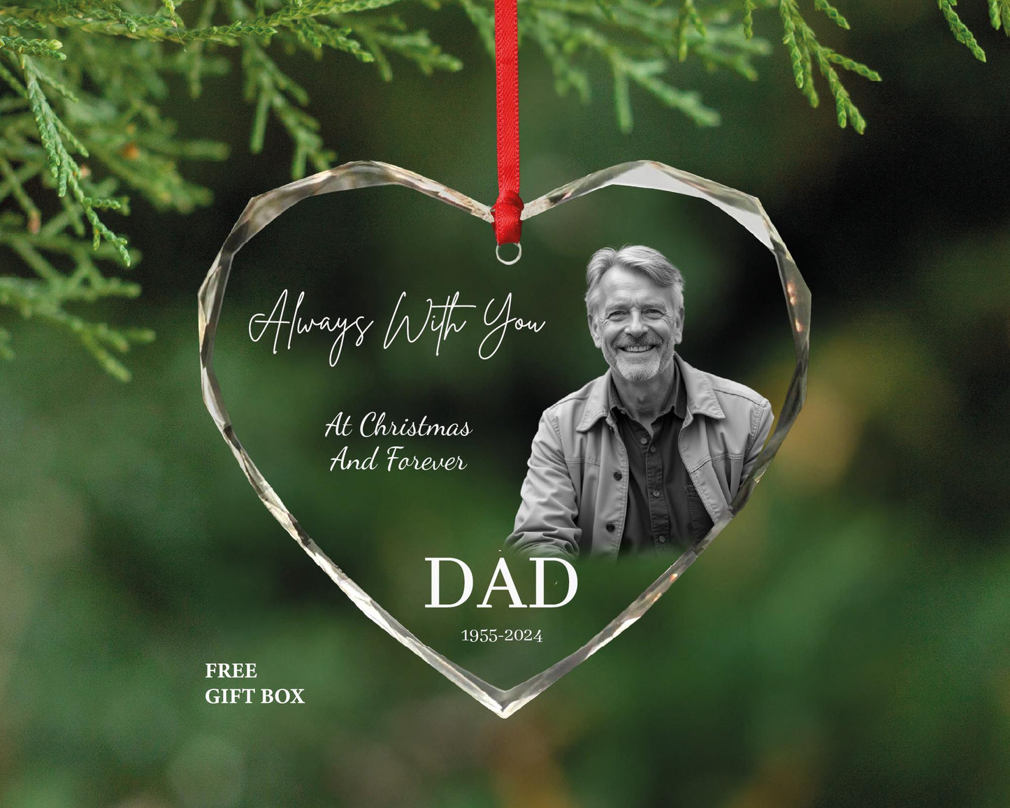 Personalized Memorial Ornament - Gem-Cut Glass, Photo Keepsake