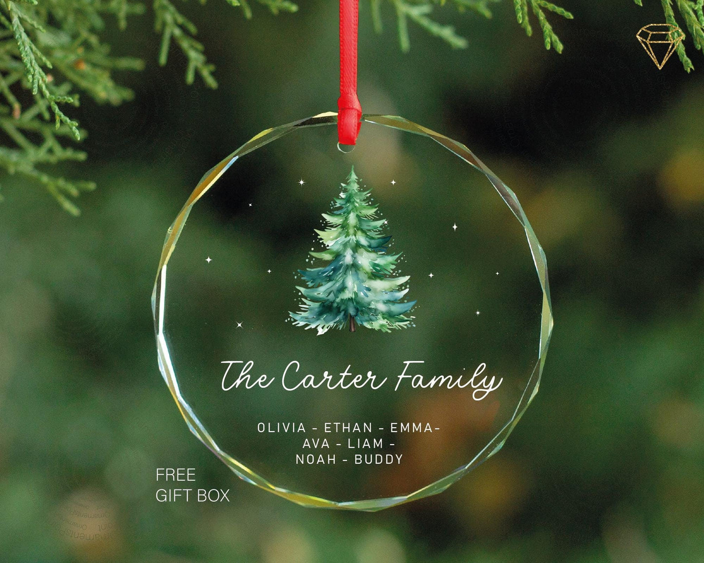 Personalized Christmas Family Name Ornament - Custom Names Family Ornament - House Warming Gift Ornament