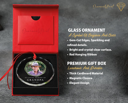 Personalized Grandpa Photo Ornament – Gem-Cut Glass Memorial Gift